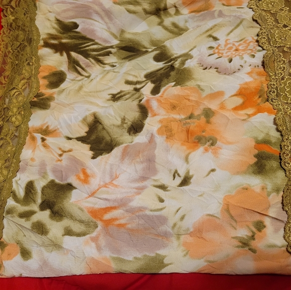 Vtg Y2K Vanity olive grn floral lace strapless keyhole crinkle tube top 1X NWOT - Picture 15 of 16